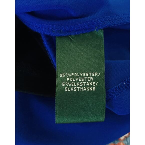 Lauren Ralph Lauren Sz 2 Cap Sleeve Colorblock Ruched Sheath Dress - Picture 6 of 10